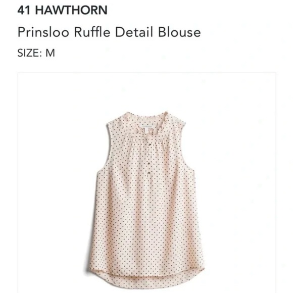 41 Hawthorn Prinsloo Pale Pink Polka Dot Ruffle Feminine Sleeveless Blouse - Picture 8 of 11